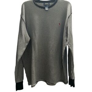 Polo Ralph Lauren long Sleeved Crewneck Shirt Size XL Black Striped Long John